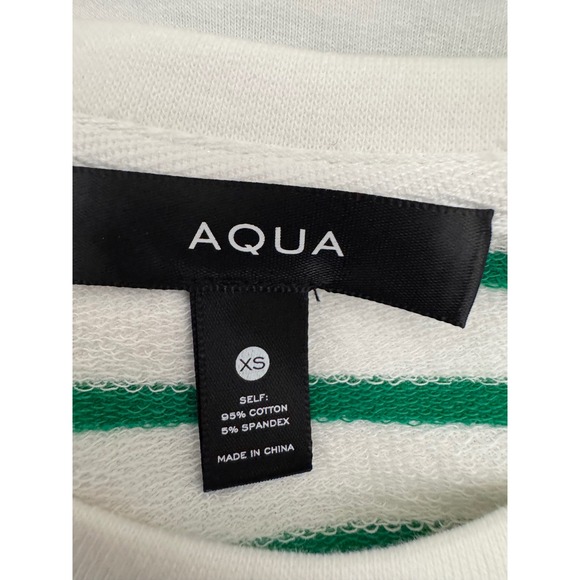 AQUA Green Striped T-Shirt Dress with‎ Tie Waist Mini Bodycon XS - Picture 9 of 10